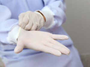 Lateksinės vienkartinės tekstūruotos pirštinės "Maxter"