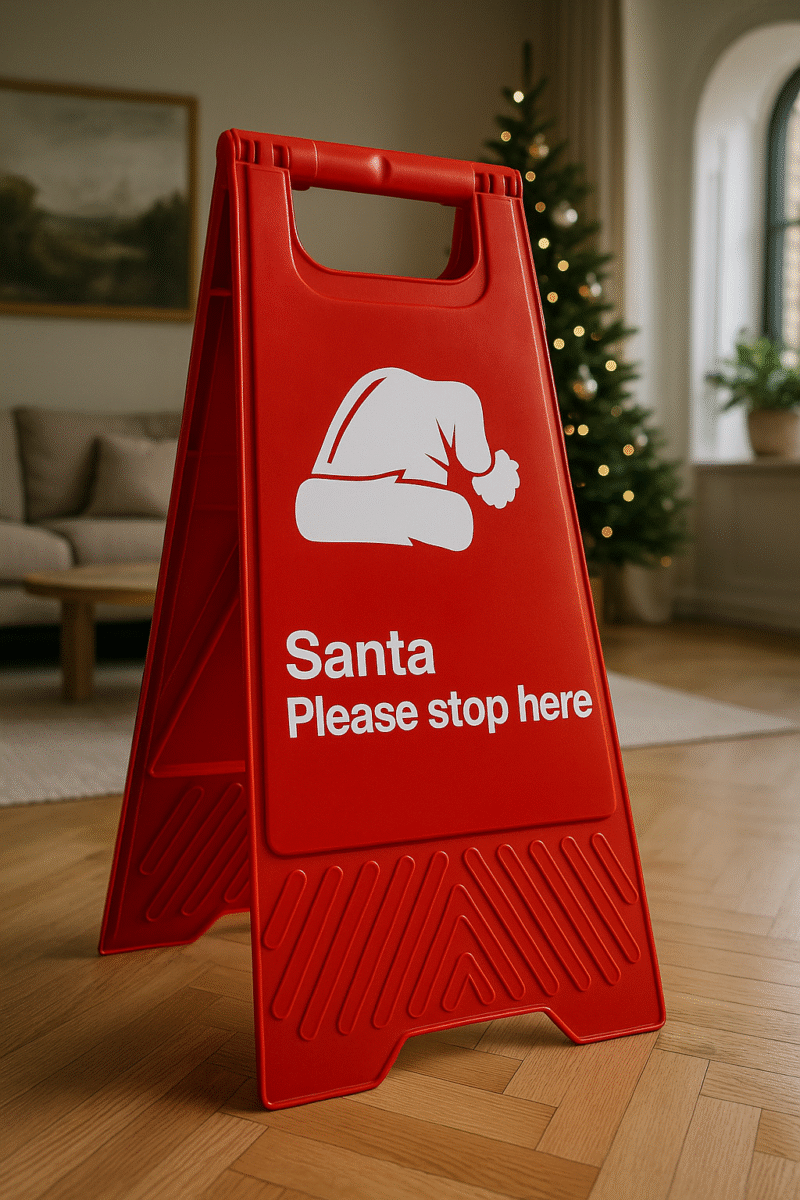 Pastatomas sulankstomas ženklas „Santa Please Stop Here“ - Image 2