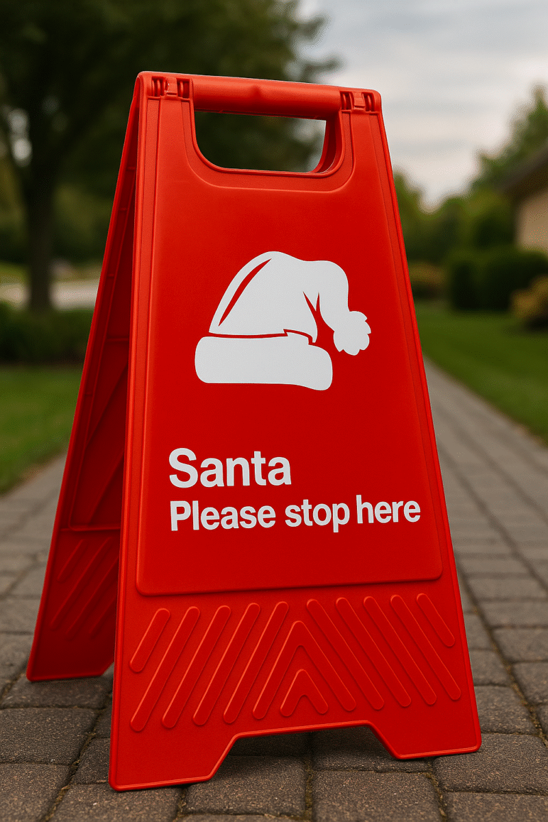 Pastatomas sulankstomas ženklas „Santa Please Stop Here“ - Image 3