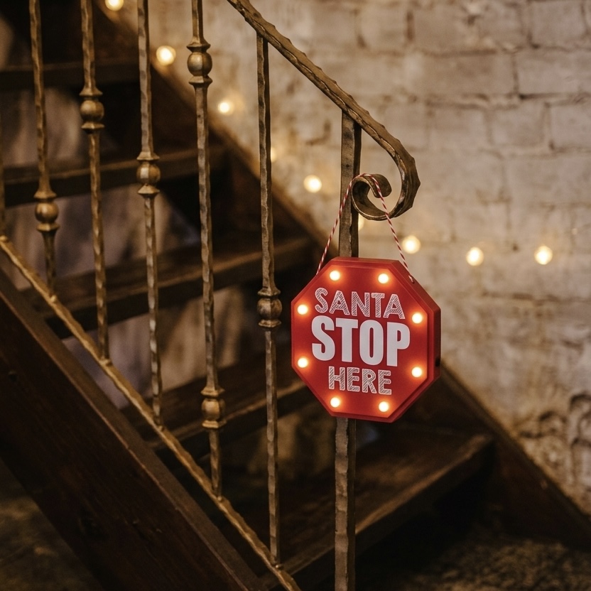 Pakabinama šventinė dekoracija "Santa Stop Here"