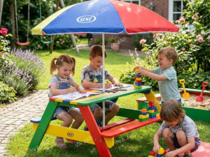 Vaikiškas lauko baldų komplektas "Nick Picnic Table Rainbow"