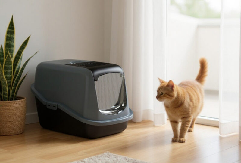 PEEWEE uždara kraiko dėžė katėms su dvigubu dugnu „EcoHus“