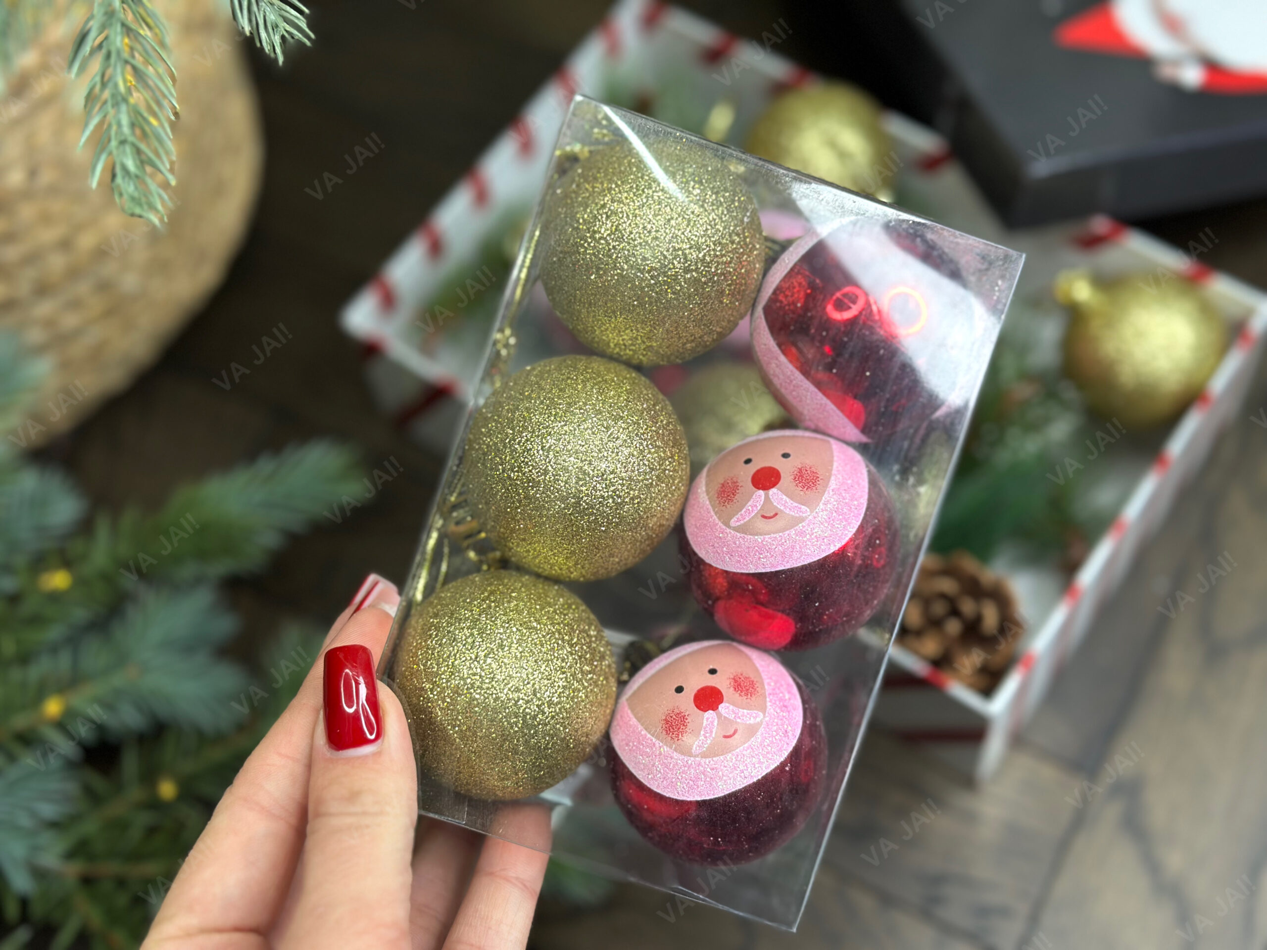 Eglutės žaisliukų komplektas „Happy Santa“ - Image 5