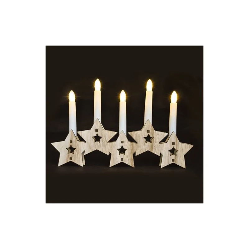 Medinė LED žvakidė „Wooden Stars“ - Image 2