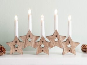 Medinė LED žvakidė „Wooden Stars“