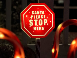 LED ženklas „Santa Please Stop Here“