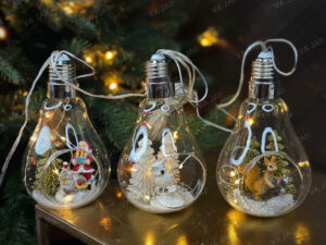 Kalėdinių stiklinių LED dekoracijų komplektas „Linde“