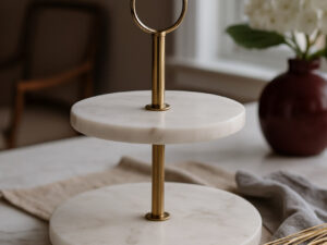 Marmurinis dviejų aukštų padėklas