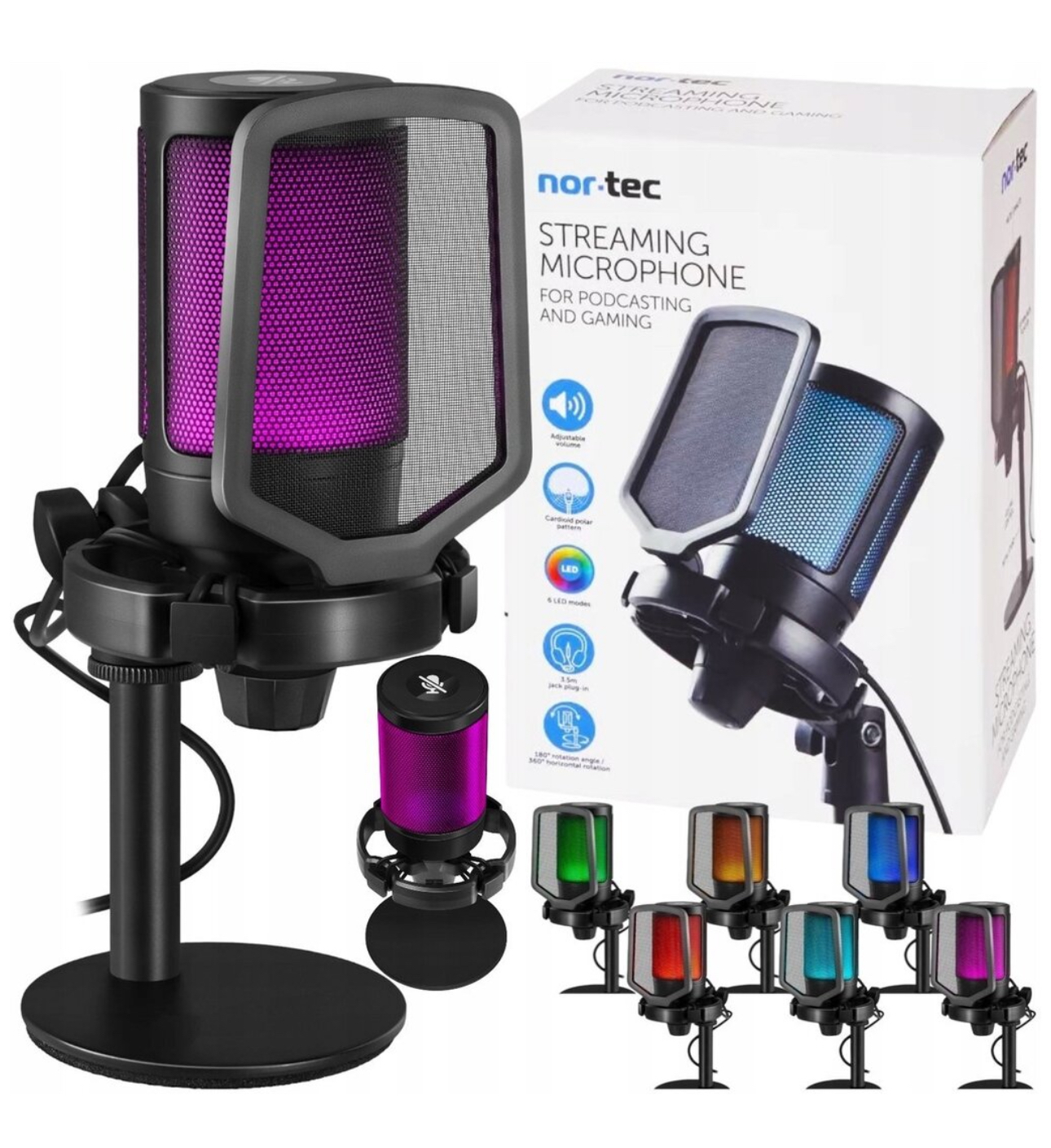 Nor-Tec profesionalus rgb pc mikrofonas - Image 7