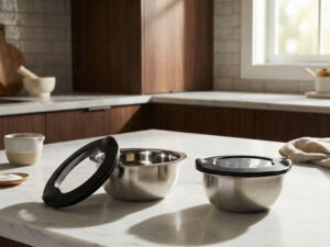 Nerūdijančio plieno dubenėlių komplektas su dangteliais