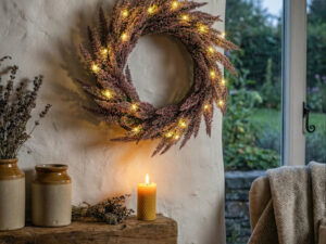 Dirbtinis vainikas su LED apšvietimu „Lavender“