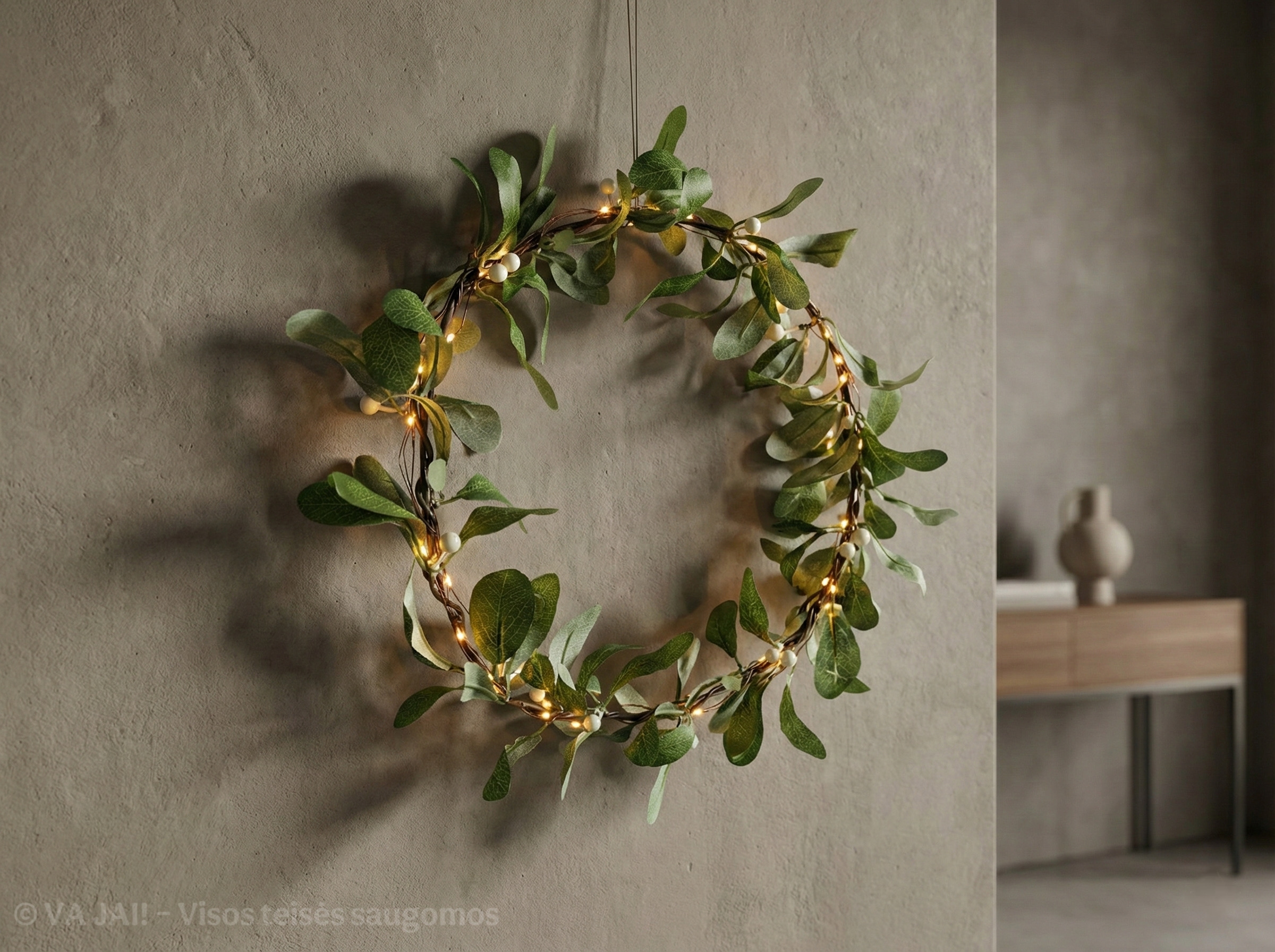 Dirbtinis vainikas su LED apšvietimu „Mistletoe“