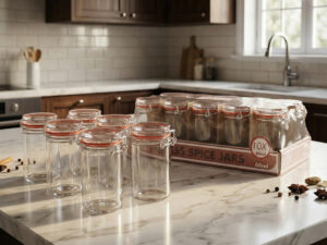 Stiklinių indelių prieskoniams komplektas