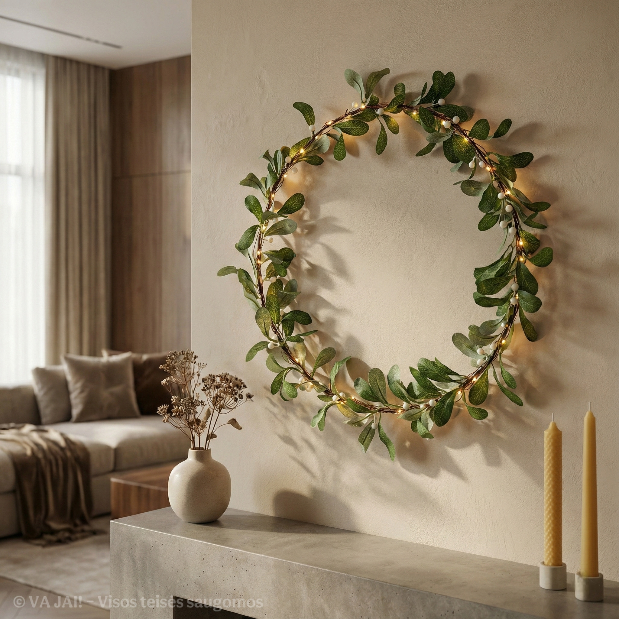 Dirbtinis vainikas su LED apšvietimu „Mistletoe“ - Image 3