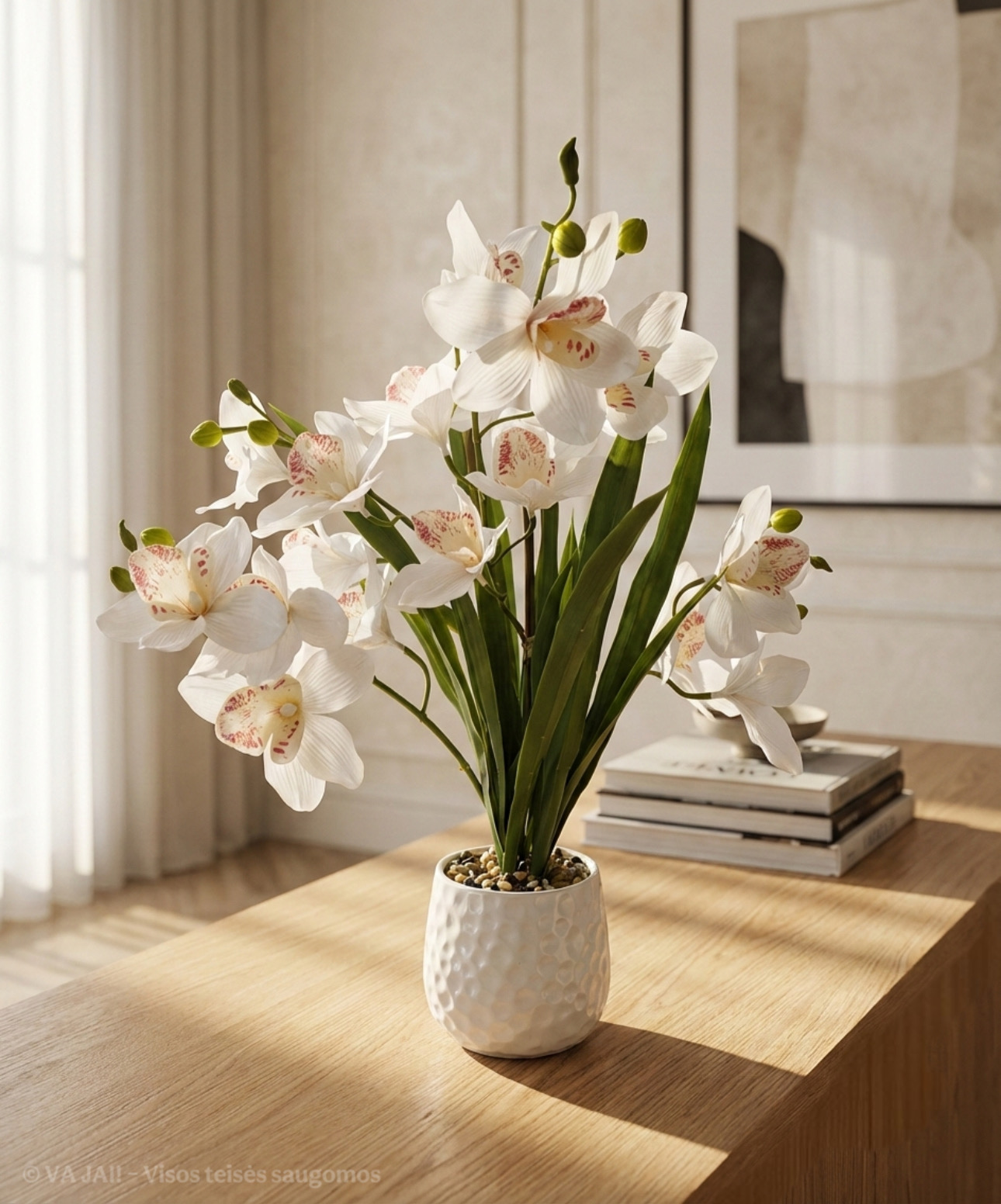 Dirbtinė orchidėja keraminiame vazonėlyje - Image 3