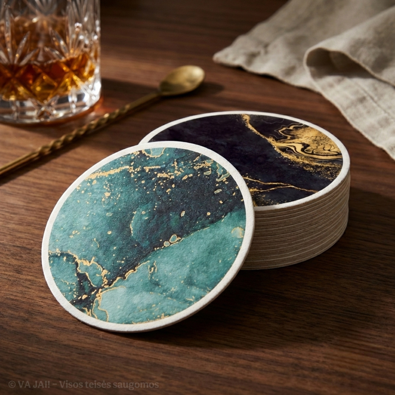 Dvipusių gėrimų padėkliukų komplektas „Elisa“