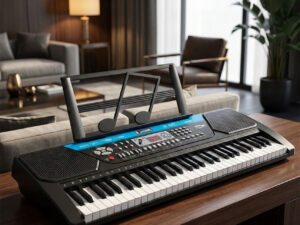 Sintezatorius pianinas su mikrofonu