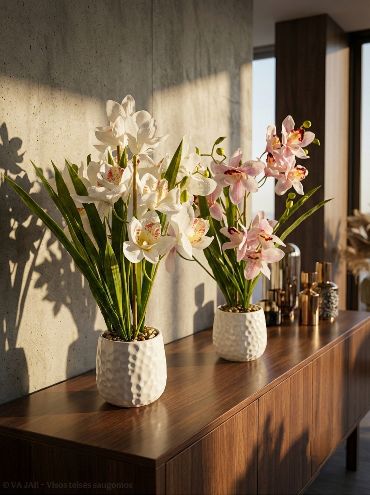 Dirbtinė orchidėja keraminiame vazonėlyje