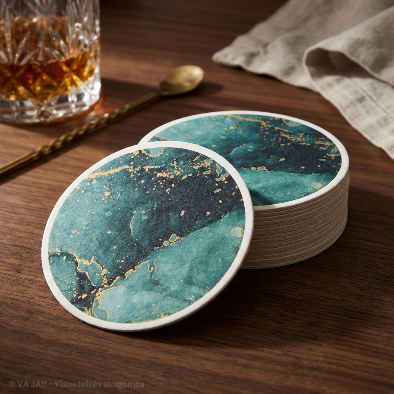 Dvipusių gėrimų padėkliukų komplektas „Elisa“ - Image 3