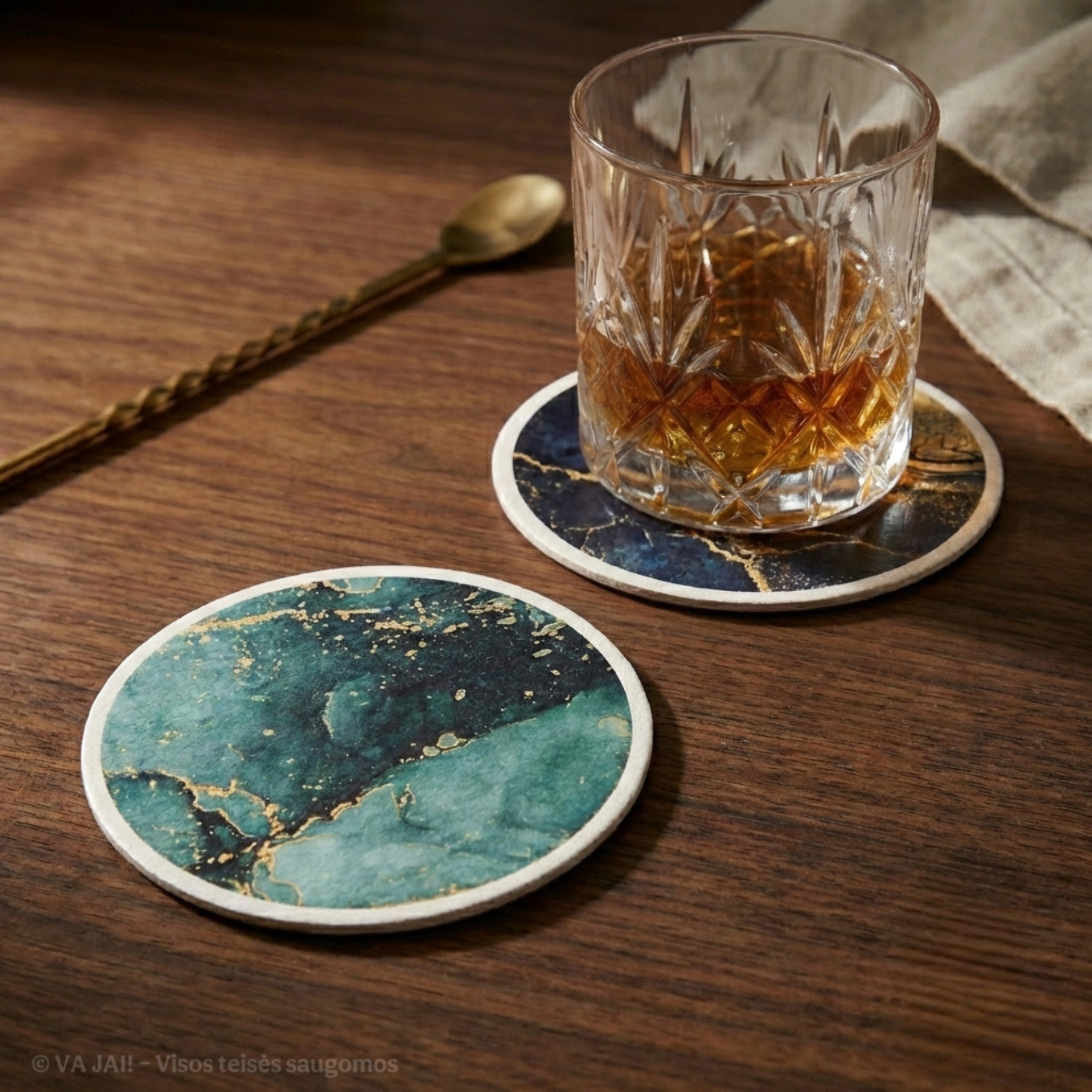 Dvipusių gėrimų padėkliukų komplektas „Elisa“ - Image 2