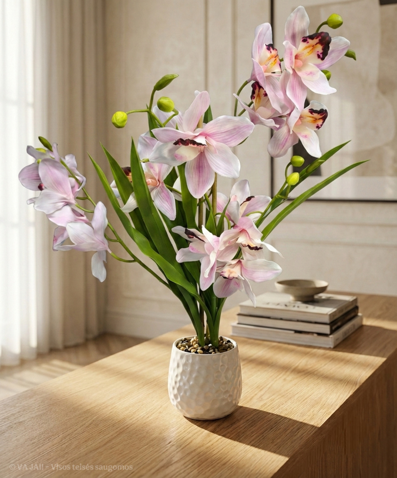 Dirbtinė orchidėja keraminiame vazonėlyje - Image 2