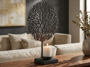 Aliuminė tekstūruota žvakidė „Gyvybės medis“