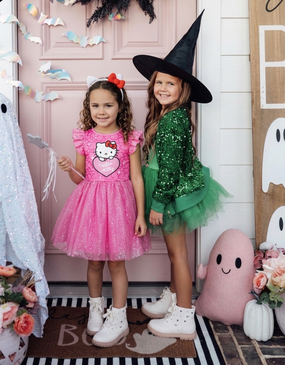Vaikiška suknelė su lankeliu „Hello Kitty“