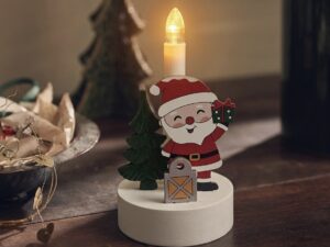 Medinė LED žvakidė „Santa Claus“