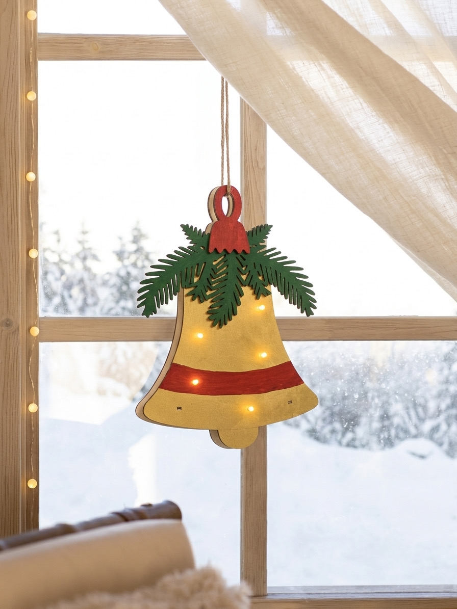 Medinė kalėdinė dekoracija „Jingle Bell“ - Image 2