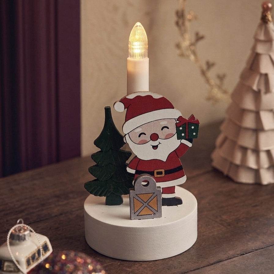 Medinė LED žvakidė „Santa Claus“ - Image 2