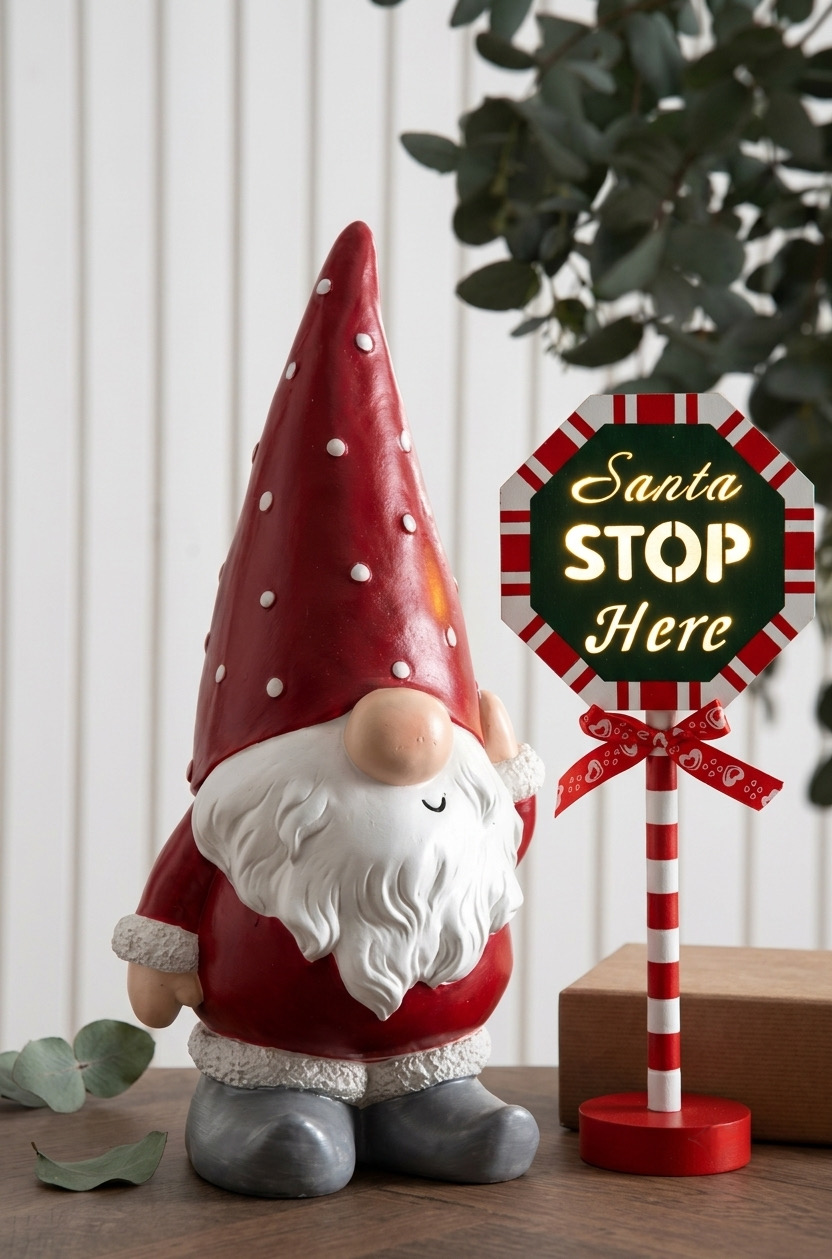 Kalėdinė medinė dekoracija „Santa Stop Here“ - Image 2