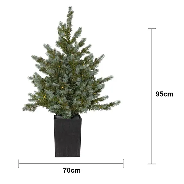 Dirbtinė eglutė vazonėlyje su LED apšvietimu „Greyland“ 95cm - Image 8