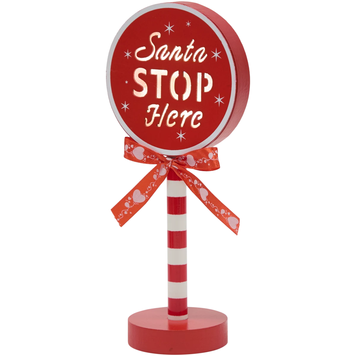 Dekoratyvinis medinis ženklas „Santa Stop Here“ - Image 2